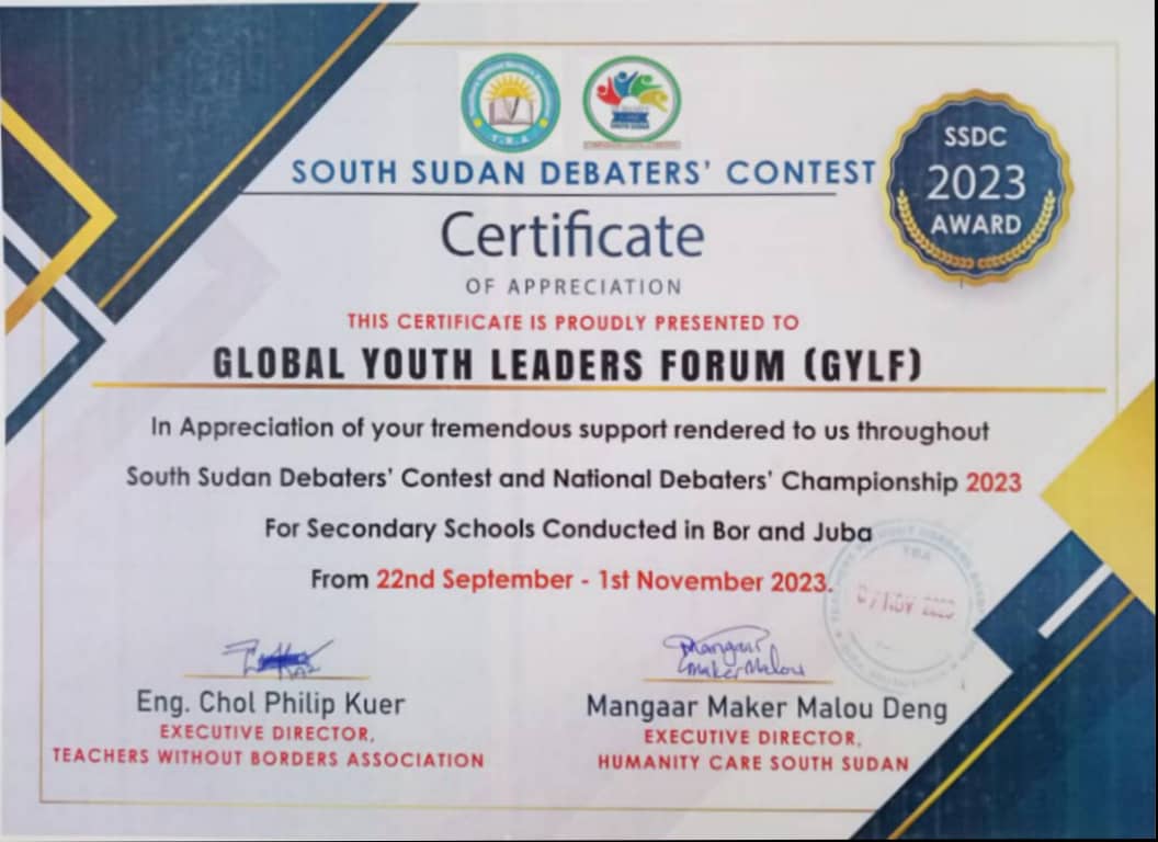 SOUTH SUDAN NATIONAL DEBATERS CONTEST 2023.